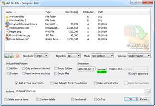 Compress Files Functionality Window