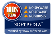 100% Clean award granted by Softpedia.
