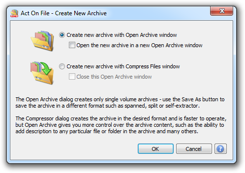 Open Archive Create New