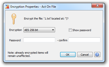 Open Archive Encrypt Selection